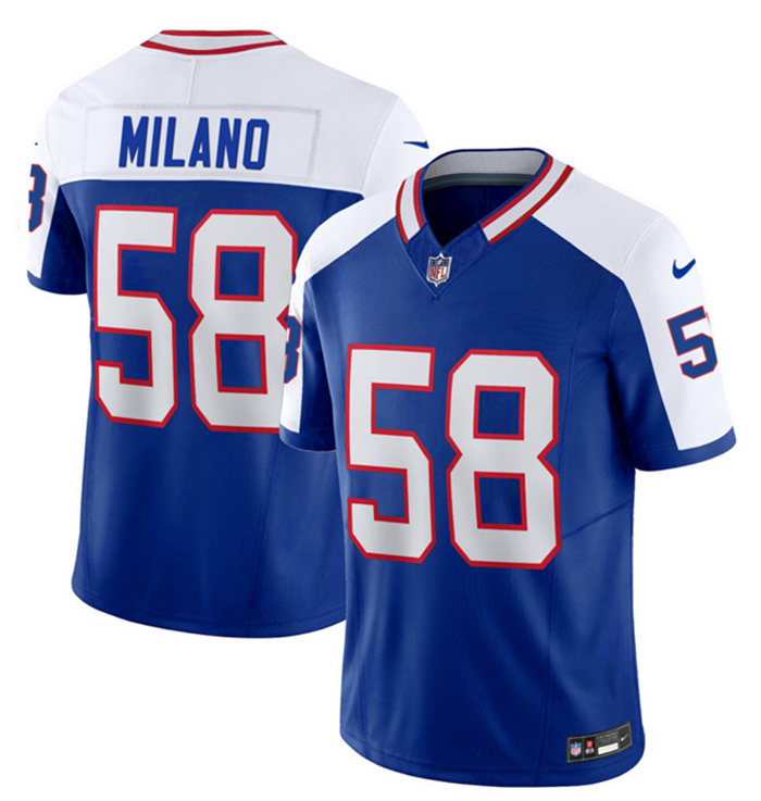 Men's Buffalo Bills #58 Matt Milano Blue White 2023 F.U.S.E. Throwback Vapor Untouchable Limited Stitched Jersey Men's Buffalo Bills #58 Matt Milano Blue White 2023 F.U.S.E. Throwback Vapor Untouchable Limited Stitched Jersey