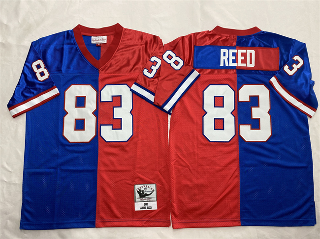 Men's Buffalo Bills #83 Andre Reed Blue Red Splite Throwback Stitched Jersey