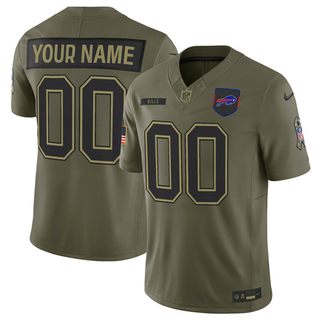 Men's Buffalo Bills Active Player Custom Olive 2025 F.U.S.E. Salute to Service Limited Stitched Football Jersey