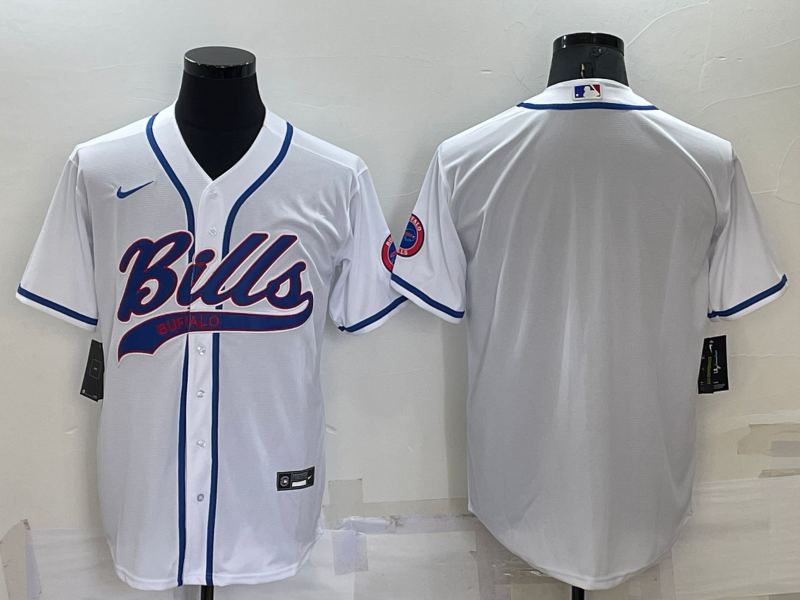 Men's Buffalo Bills Blank White Cool Base Stitched Baseball Jersey Men's Buffalo Bills Blank White Cool Base Stitched Baseball Jersey