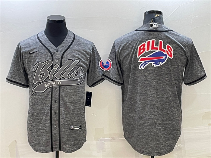Men's Buffalo Bills Grey Team Big Logo With Patch Cool Base Stitched Baseball Jersey Men's Buffalo Bills Grey Team Big Logo With Patch Cool Base Stitched Baseball Jersey