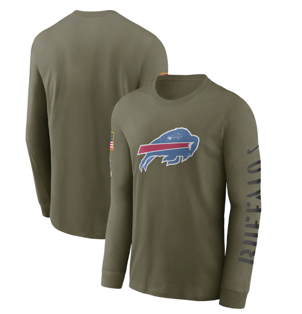 Men's Buffalo Bills Olive 2022 Salute To Service Long Sleeve T-Shirt Men's Buffalo Bills Olive 2022 Salute To Service Long Sleeve T-Shirt