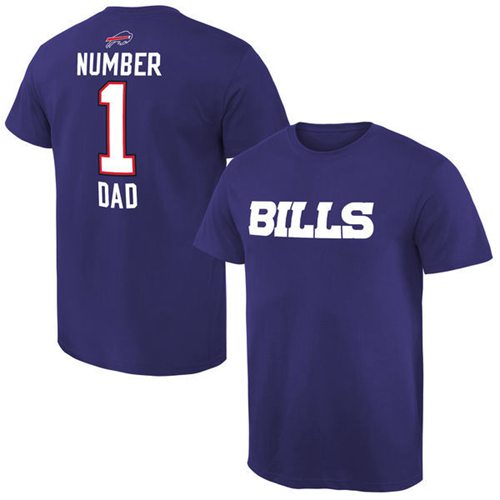 Men's Buffalo Bills Pro Line College Number 1 Dad T-Shirt Blue Men's Buffalo Bills Pro Line College Number 1 Dad T-Shirt Blue