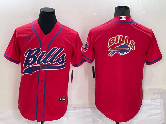 Men's Buffalo Bills Red Team Big Logo With Patch Cool Base Stitched Baseball Jersey Men's Buffalo Bills Red Team Big Logo With Patch Cool Base Stitched Baseball Jersey