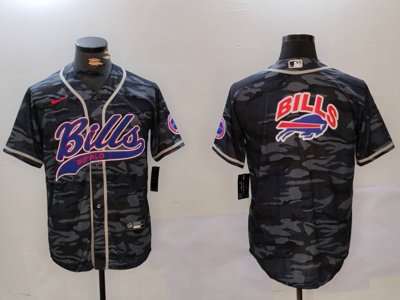 Men's Buffalo Bills big logo Camo Team Cool Base Stitched Baseball Jersey