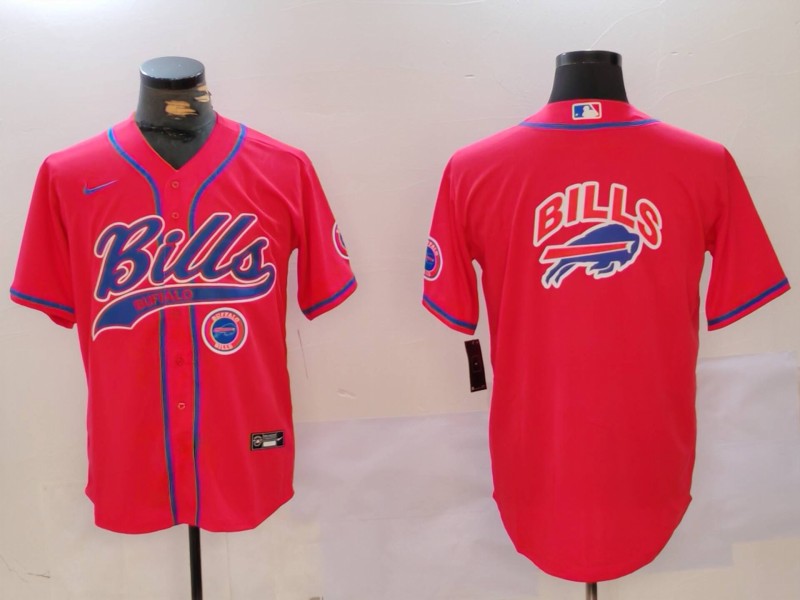 Men's Buffalo Bills big logo Team Big logo Cool Base Stitched Baseball Jersey 2