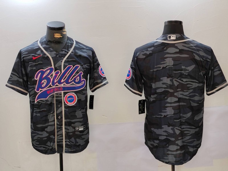 Men's Buffalo Bills blank Camo Team Cool Base Stitched Baseball Jersey 1