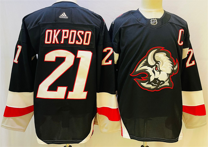 Men's Buffalo Sabres #21 Kyle Okposo 2022-23 Black Stitched Jersey Men's Buffalo Sabres #21 Kyle Okposo 2022-23 Black Stitched Jersey