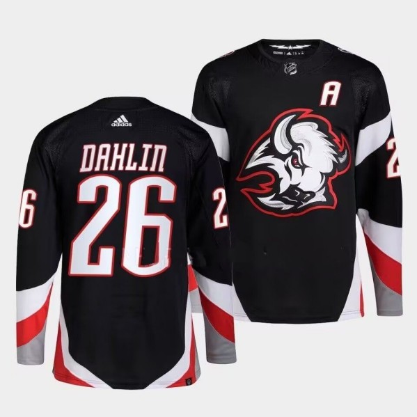 Men's Buffalo Sabres #26 Rasmus Dahlinl 2022-23 Black Stitched Jersey Men's Buffalo Sabres #26 Rasmus Dahlinl 2022-23 Black Stitched Jersey