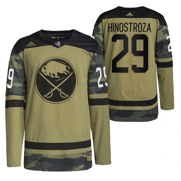 Men's Buffalo Sabres #29 Vinnie Hinostroza 2022 Camo Military Appreciation Night Stitched Jersey Men's Buffalo Sabres #29 Vinnie Hinostroza 2022 Camo Military Appreciation Night Stitched Jersey