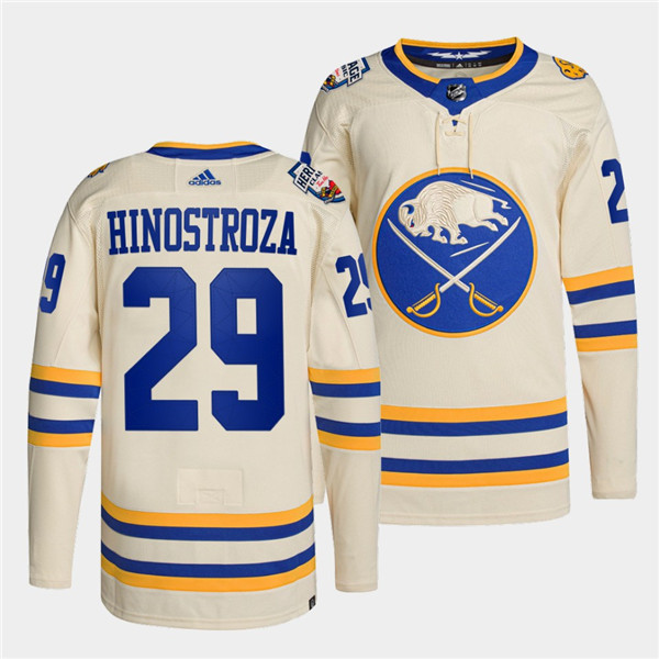 Men's Buffalo Sabres #29 Vinnie Hinostroza 2022 Cream Heritage Classic Stitched Jersey Men's Buffalo Sabres #29 Vinnie Hinostroza 2022 Cream Heritage Classic Stitched Jersey