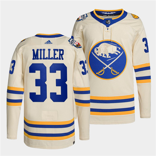 Men's Buffalo Sabres #33 Colin Miller 2022 Cream Heritage Classic Stitched Jersey Men's Buffalo Sabres #33 Colin Miller 2022 Cream Heritage Classic Stitched Jersey