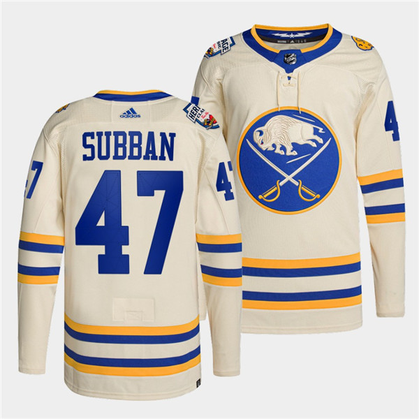 Men's Buffalo Sabres #47 Malcolm Subban 2022 Cream Heritage Classic Stitched Jersey Men's Buffalo Sabres #47 Malcolm Subban 2022 Cream Heritage Classic Stitched Jersey