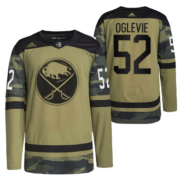 Men's Buffalo Sabres #52 Andrew Oglevie 2022 Camo Military Appreciation Night Stitched Jersey Men's Buffalo Sabres #52 Andrew Oglevie 2022 Camo Military Appreciation Night Stitched Jersey