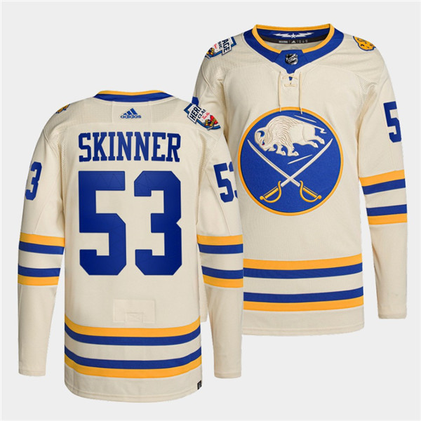Men's Buffalo Sabres #53 Jeff Skinner 2022 Cream Heritage Classic Stitched Jersey Men's Buffalo Sabres #53 Jeff Skinner 2022 Cream Heritage Classic Stitched Jersey