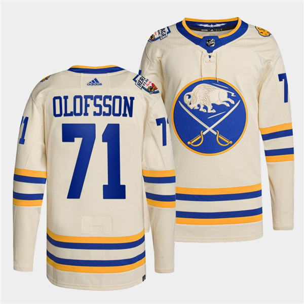 Men's Buffalo Sabres #71 Victor Olofsson 2022 Cream Heritage Classic Stitched Jersey Men's Buffalo Sabres #71 Victor Olofsson 2022 Cream Heritage Classic Stitched Jersey
