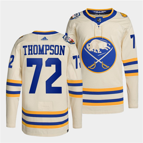Men's Buffalo Sabres #72 Tage Thompson 2022 Cream Heritage Classic Stitched Jersey Men's Buffalo Sabres #72 Tage Thompson 2022 Cream Heritage Classic Stitched Jersey
