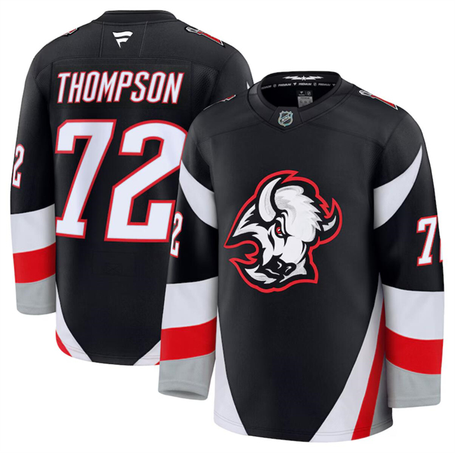 Men's Buffalo Sabres #72 Tage Thompson Black 2024-25 Alternate Stitched Hockey Jersey Men's Buffalo Sabres #72 Tage Thompson Black 2024-25 Alternate Stitched Hockey Jersey