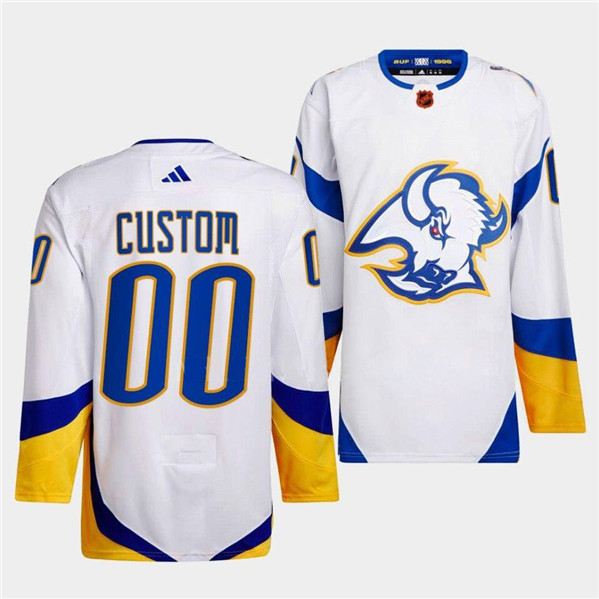 Men's Buffalo Sabres Custom White 2022-23 Reverse Retro Stitched Jersey Men's Buffalo Sabres Custom White 2022-23 Reverse Retro Stitched Jersey