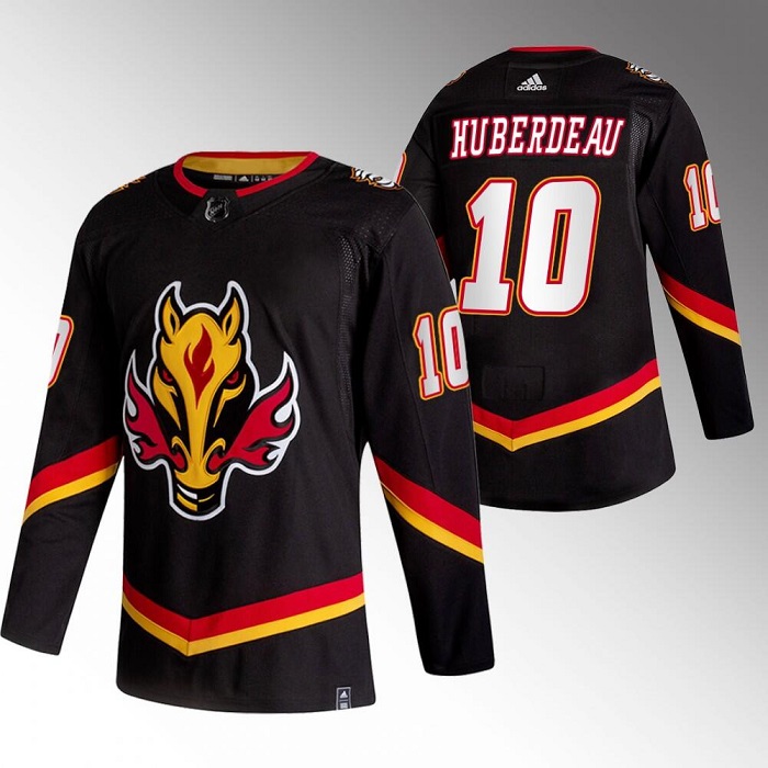 Men's Calgary Flames #10 Jonathan Huberdeau 2020-21 Black Reverse Retro Stitched Jersey Men's Calgary Flames #10 Jonathan Huberdeau 2020-21 Black Reverse Retro Stitched Jersey
