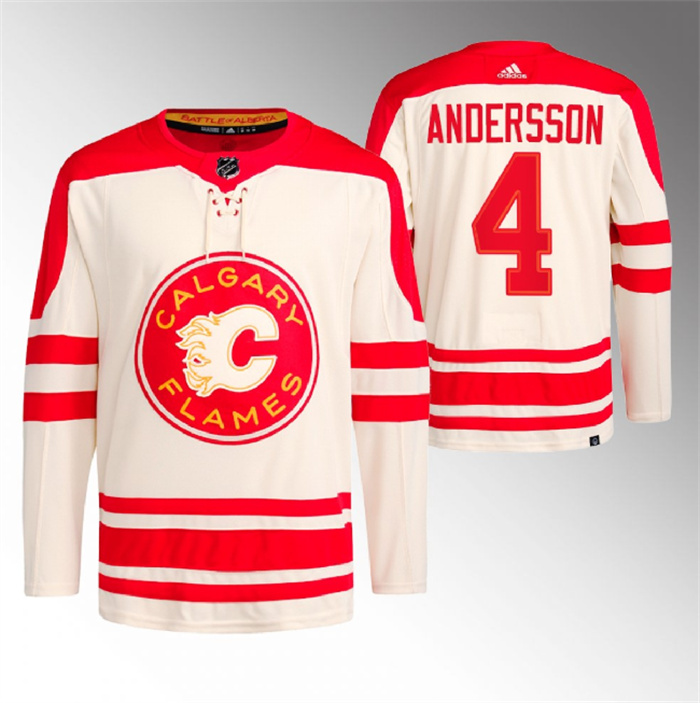 Men's Calgary Flames #4 Rasmus Andersson 2023 Cream Classic Primegreen Stitched Jersey Men's Calgary Flames #4 Rasmus Andersson 2023 Cream Classic Primegreen Stitched Jersey