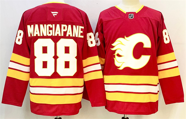 Men's Calgary Flames #88 Andrew Mangiapane Red 2024-25 Home Stitched Hockey Jersey Men's Calgary Flames #88 Andrew Mangiapane Red 2024-25 Home Stitched Hockey Jersey