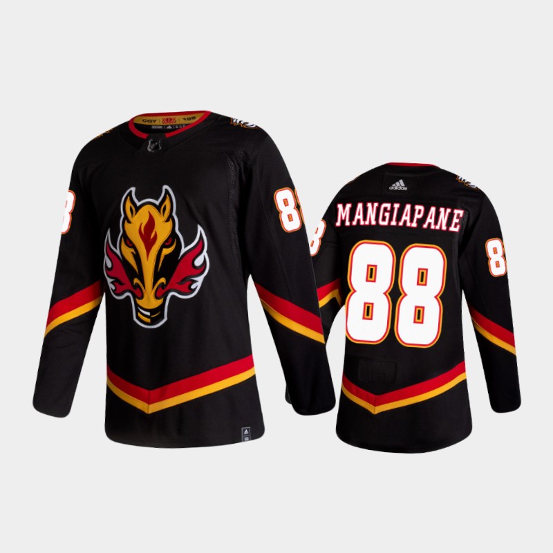 Men's Calgary Flames #88 Andrew Mangiapane Reverse Retro 2020-21 Black Authentic Jersey Men's Calgary Flames #88 Andrew Mangiapane Reverse Retro 2020-21 Black Authentic Jersey