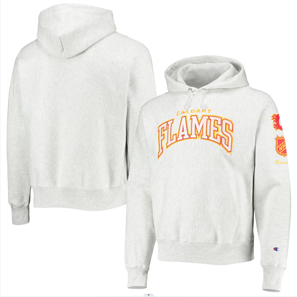 Men's Calgary Flames Champion Gray O&B Capsule II Pullover Hoodie Men's Calgary Flames Champion Gray O&B Capsule II Pullover Hoodie
