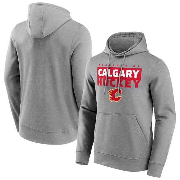 Men's Calgary Flames Grey Gain Ground Hoodie Men's Calgary Flames Grey Gain Ground Hoodie
