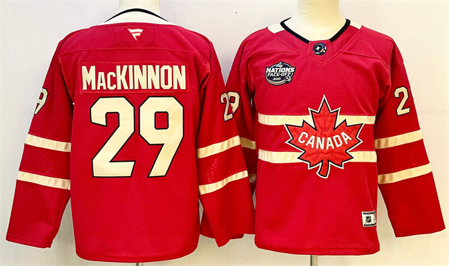Men's Canada #29 Nathan MacKinnon Red 2025 4 Nations Face-Off Premium Stitched Jersey Men's Canada #29 Nathan MacKinnon Red 2025 4 Nations Face-Off Premium Stitched Jersey