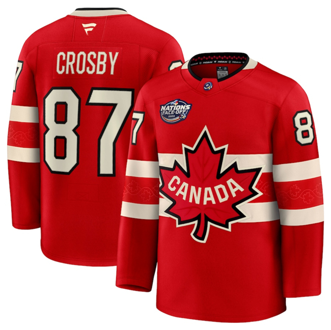 Men's Canada #87 Sidney Crosby Red 2025 4 Nations Face-Off Premium Stitched Jersey Men's Canada #87 Sidney Crosby Red 2025 4 Nations Face-Off Premium Stitched Jersey