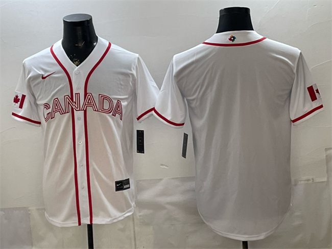 Men's Canada Baseball Blank White 2026 World Baseball Classic Home Stadium Stitched Jersey Men's Canada Baseball Blank White 2026 World Baseball Classic Home Stadium Stitched Jersey