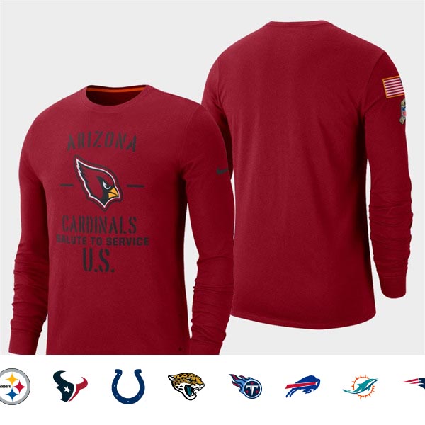 Men's Cardinals Cardinal 2019 Salute to Service Sideline Long Sleeve T-Shirt Men's Cardinals Cardinal 2019 Salute to Service Sideline Long Sleeve T-Shirt