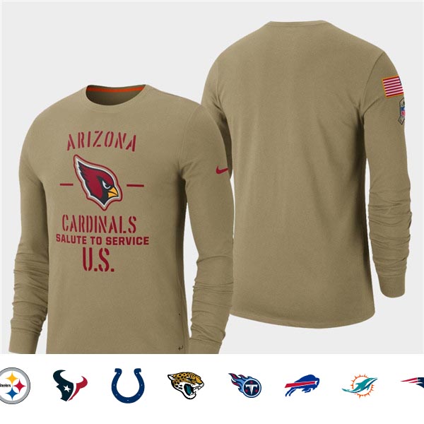 Men's Cardinals Tan 2019 Salute to Service Sideline Long Sleeve T-Shirt Men's Cardinals Tan 2019 Salute to Service Sideline Long Sleeve T-Shirt