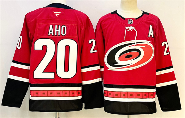Men's Carolina Hurricanes #20 Sebastian Aho Red 2024-25 With A Patch Home Stitched Hockey Jersey Men's Carolina Hurricanes #20 Sebastian Aho Red 2024-25 With A Patch Home Stitched Hockey Jersey