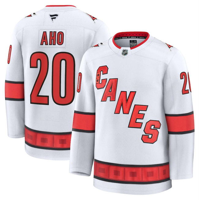 Men's Carolina Hurricanes #20 Sebastian Aho White 2024-25 Away Stitched Hockey Jersey Men's Carolina Hurricanes #20 Sebastian Aho White 2024-25 Away Stitched Hockey Jersey