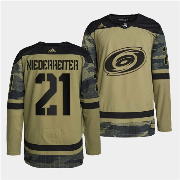 Men's Carolina Hurricanes #21 Nino Niederreiter 2022 Camo Military Appreciation Night Stitched Jersey Men's Carolina Hurricanes #21 Nino Niederreiter 2022 Camo Military Appreciation Night Stitched Jersey