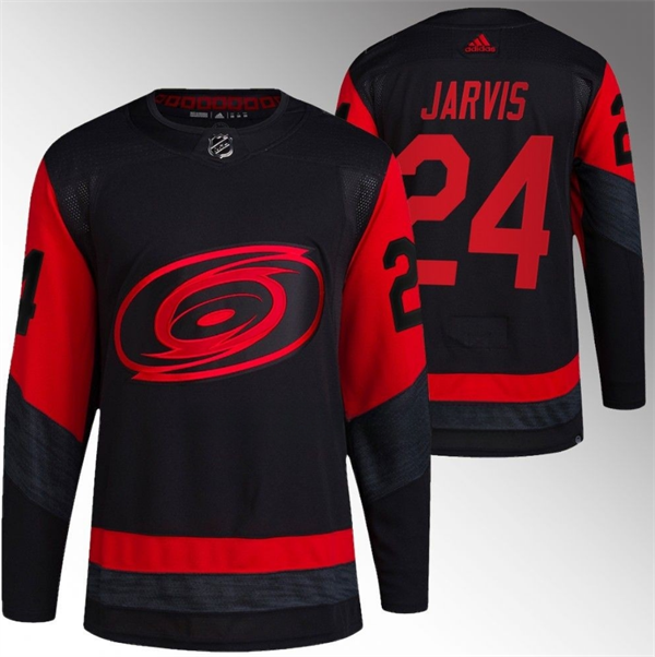Men's Carolina Hurricanes #24 Seth Jarvis Black Red Stadium Series Breakaway Stitched Jersey Men's Carolina Hurricanes #24 Seth Jarvis Black Red Stadium Series Breakaway Stitched Jersey