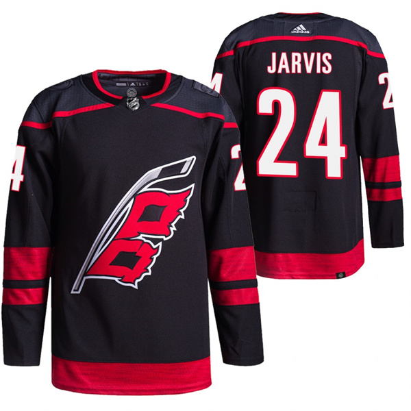 Men's Carolina Hurricanes #24 Seth Jarvis Black Stitched Jersey Men's Carolina Hurricanes #24 Seth Jarvis Black Stitched Jersey