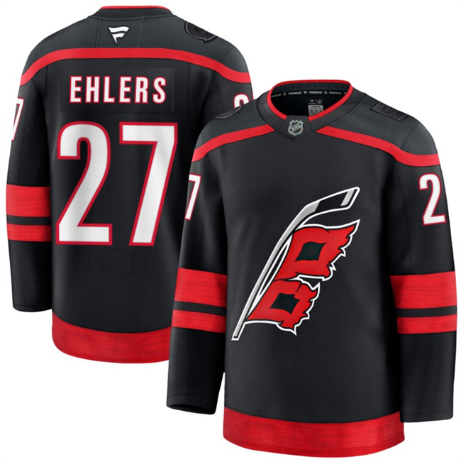 Men's Carolina Hurricanes #27 Nikolaj Ehlers Black 2024-25 Home Stitched Hockey Jersey Men's Carolina Hurricanes #27 Nikolaj Ehlers Black 2024-25 Home Stitched Hockey Jersey