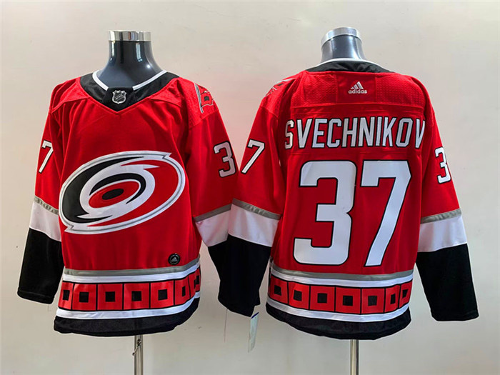 Men's Carolina Hurricanes #37 Andrei Svechnikov Red Stitched Jersey Men's Carolina Hurricanes #37 Andrei Svechnikov Red Stitched Jersey