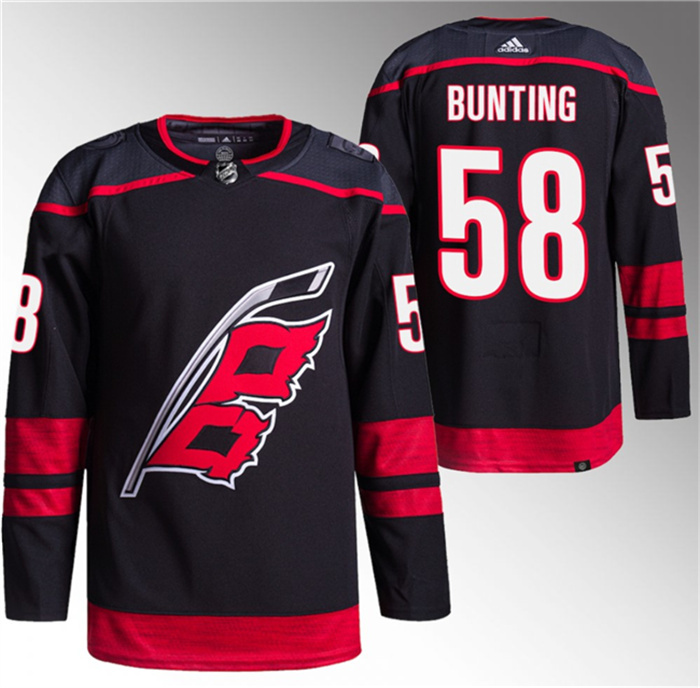 Men's Carolina Hurricanes #58 Michael Bunting Black Stitched Jersey Men's Carolina Hurricanes #58 Michael Bunting Black Stitched Jersey