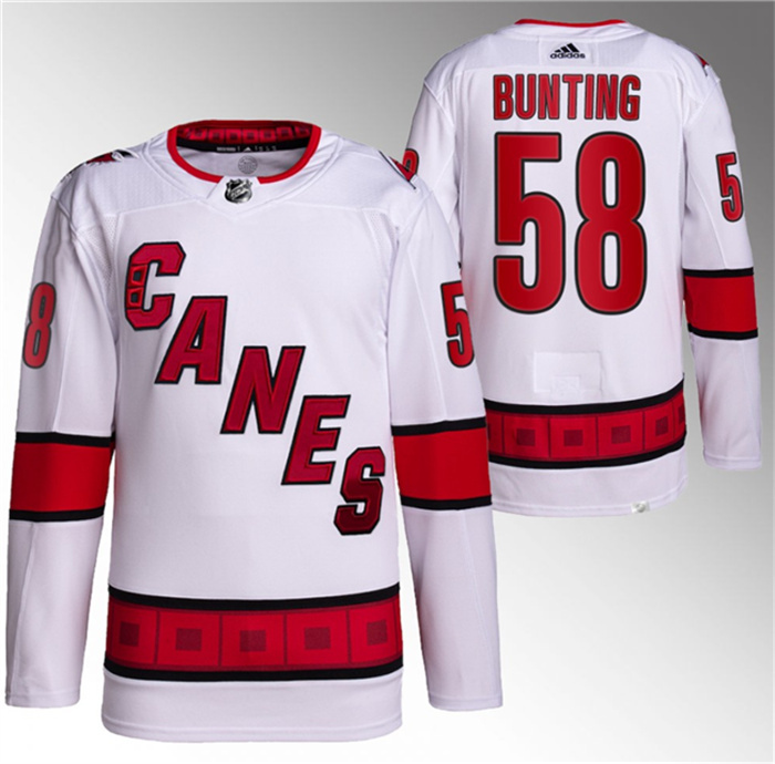 Men's Carolina Hurricanes #58 Michael Bunting White Stitched Jersey Men's Carolina Hurricanes #58 Michael Bunting White Stitched Jersey