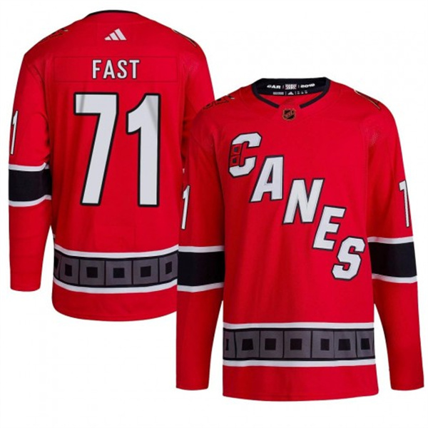 Men's Carolina Hurricanes #71 Jesper Fast 2022 23 Reverse Retro Red Stitched Jersey Men's Carolina Hurricanes #71 Jesper Fast 2022 23 Reverse Retro Red Stitched Jersey