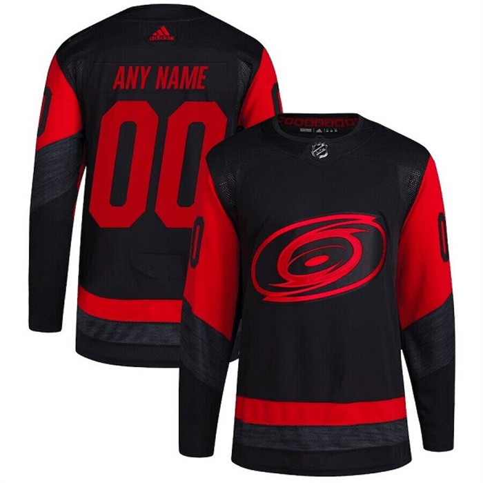 Men's Carolina Hurricanes Custom Black Red Stitched Jersey Men's Carolina Hurricanes Custom Black Red Stitched Jersey