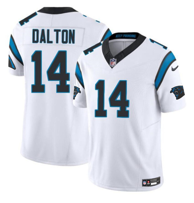 Men's Carolina Panthers #14 Andy Dalton White 2024 F.U.S.E. Vapor Limited Stitched Football Jersey Men's Carolina Panthers #14 Andy Dalton White 2024 F.U.S.E. Vapor Limited Stitched Football Jersey