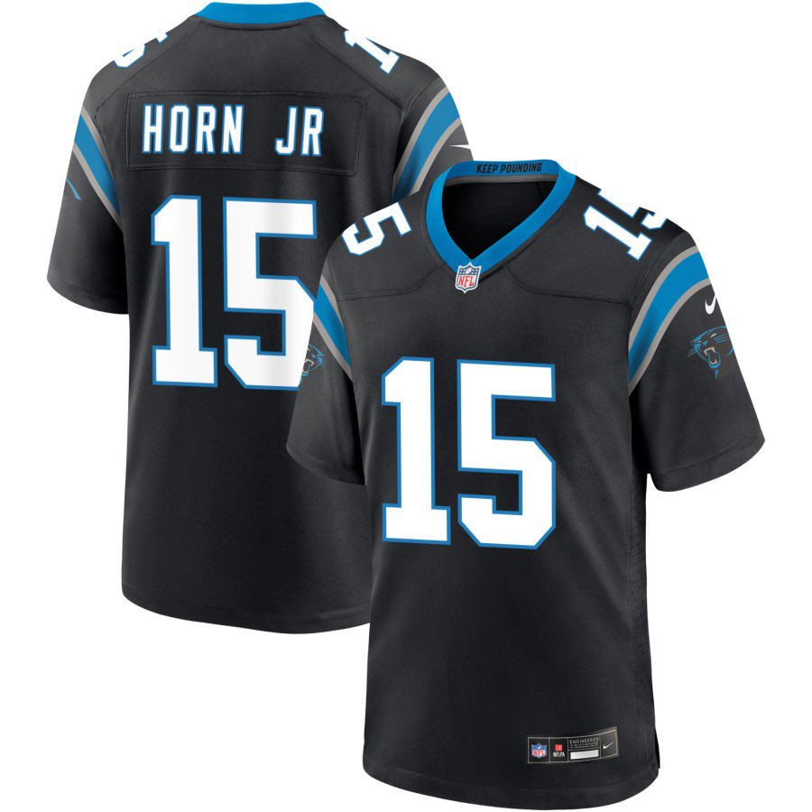 Men's Carolina Panthers #15 Jimmy Horn Jr Black 2025 Vapor Limited Stitched Football Jersey