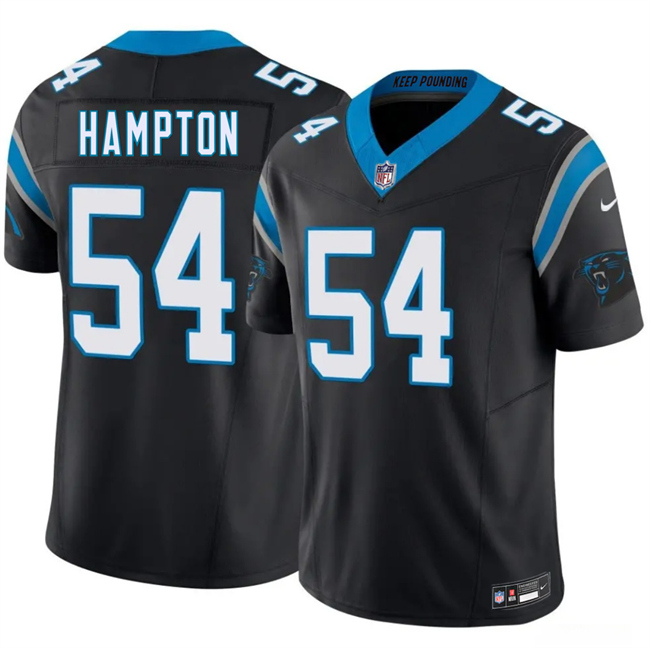 Men's Carolina Panthers #54 Nick Hampton Black 2026 F.U.S.E. Vapor Limited Stitched Football Jersey Men's Carolina Panthers #54 Nick Hampton Black 2026 F.U.S.E. Vapor Limited Stitched Football Jersey