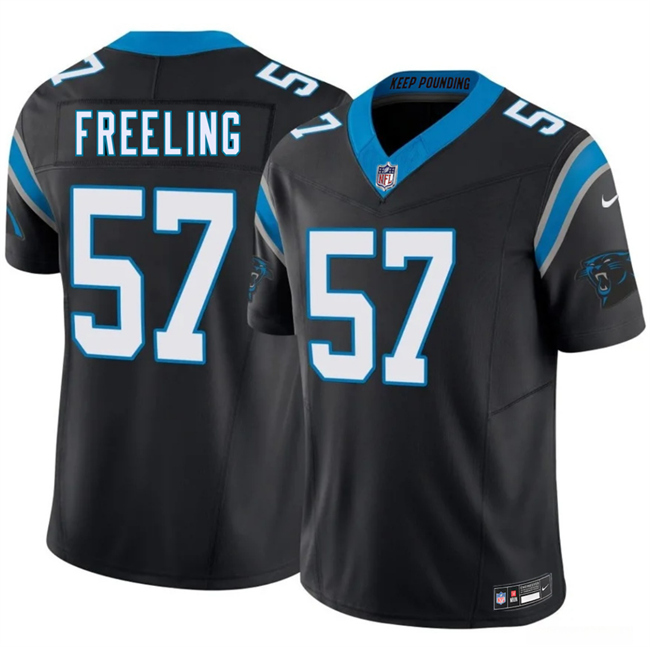 Men's Carolina Panthers #57 Monroe Freeling Black 2026 Draft F.U.S.E. Vapor Limited Stitched Football Jersey Men's Carolina Panthers #57 Monroe Freeling Black 2026 Draft F.U.S.E. Vapor Limited Stitched Football Jersey