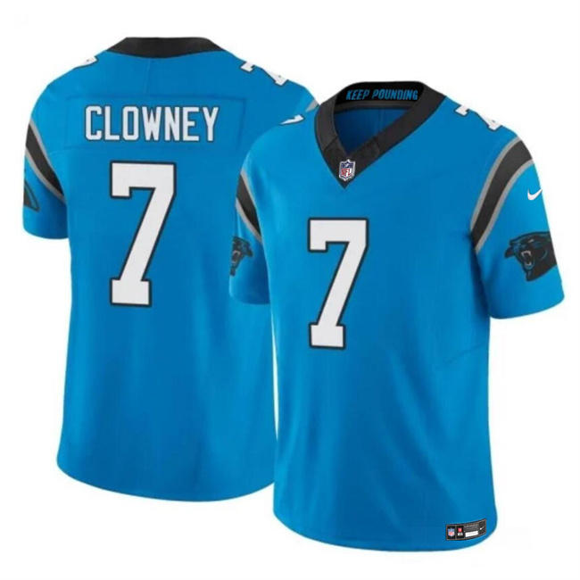 Men's Carolina Panthers #7 Jadeveon Clowney Blue 2024 F.U.S.E. Vapor Limited Stitched Football Jersey Men's Carolina Panthers #7 Jadeveon Clowney Blue 2024 F.U.S.E. Vapor Limited Stitched Football Jersey
